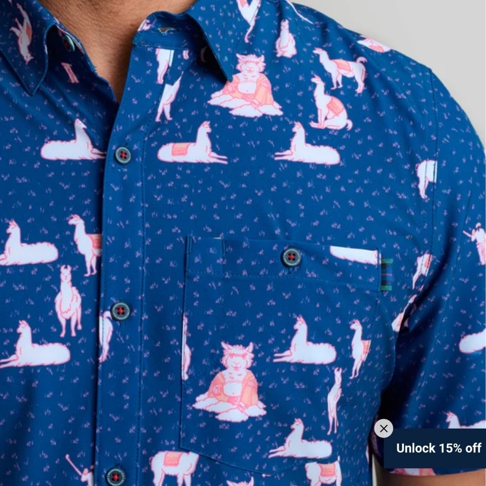 William Murray Llama Button Down Golf Perforance … - image 8